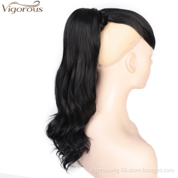 Vigorous Long Wavy Wrap Around Clip In Ponytail Hair Extension Heat Resistant Synthetic Natural Wave Ponytail Hair